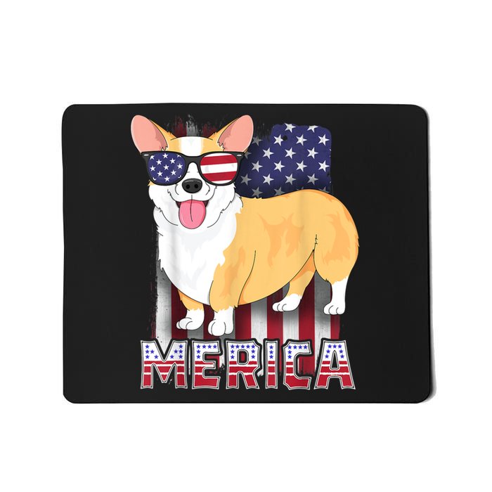 Corgi Merica For Kids Boy USA Flag 4th Of July Dog Mousepad