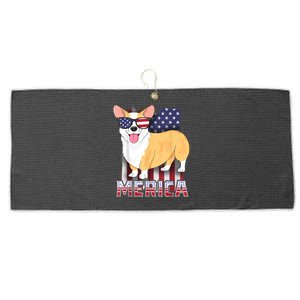 Corgi Merica For Kids Boy USA Flag 4th Of July Dog Large Microfiber Waffle Golf Towel