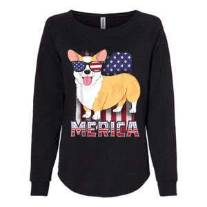 Corgi Merica For Kids Boy USA Flag 4th Of July Dog Womens California Wash Sweatshirt