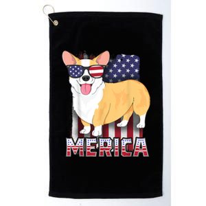 Corgi Merica For Kids Boy USA Flag 4th Of July Dog Platinum Collection Golf Towel