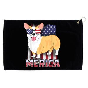 Corgi Merica For Kids Boy USA Flag 4th Of July Dog Grommeted Golf Towel