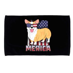 Corgi Merica For Kids Boy USA Flag 4th Of July Dog Microfiber Hand Towel