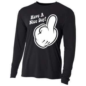 Cartoon Middle Finger Have A Nice Day Cooling Performance Long Sleeve Crew