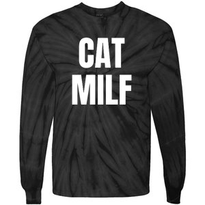 Cat Milf Funny Tie-Dye Long Sleeve Shirt