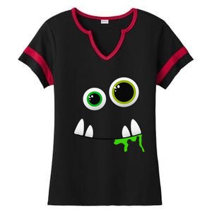 Cute Monster Face Halloween Group Costume Gift Ladies Halftime Notch Neck Tee