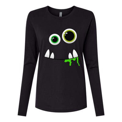 Cute Monster Face Halloween Group Costume Gift Womens Cotton Relaxed Long Sleeve T-Shirt