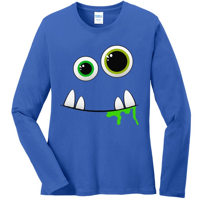 Cute Monster Face Halloween Group Costume Gift Ladies Long Sleeve Shirt