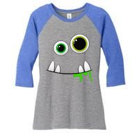 Cute Monster Face Halloween Group Costume Gift Women's Tri-Blend 3/4-Sleeve Raglan Shirt