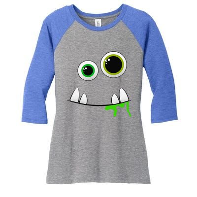 Cute Monster Face Halloween Group Costume Gift Women's Tri-Blend 3/4-Sleeve Raglan Shirt