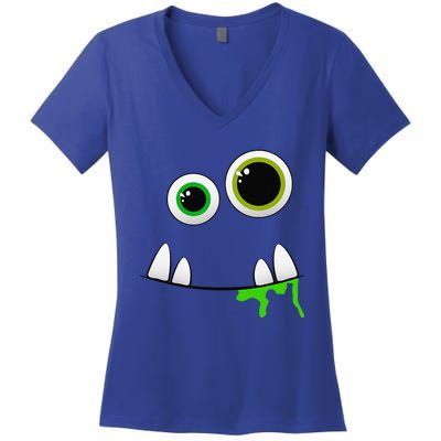 Cute Monster Face Halloween Group Costume Gift Women's V-Neck T-Shirt