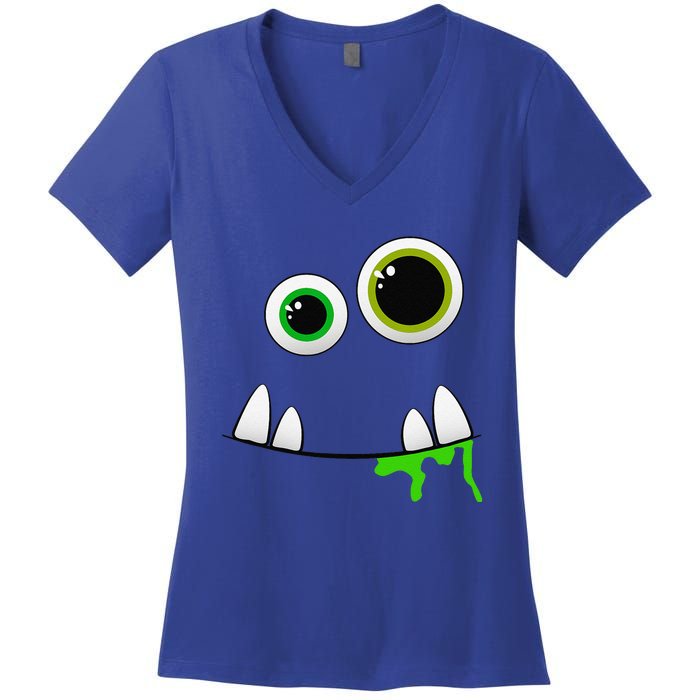 Cute Monster Face Halloween Group Costume Gift Women's V-Neck T-Shirt