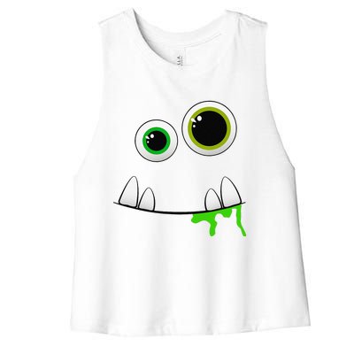 Cute Monster Face Halloween Group Costume Gift Women's Racerback Cropped Tank