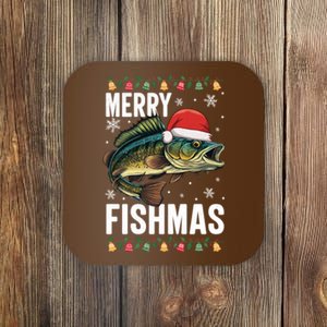 Christmas Merry Fishmas Funny Fisherman Holiday Christmas Coaster