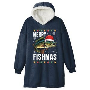 Christmas Merry Fishmas Funny Fisherman Holiday Christmas Hooded Wearable Blanket