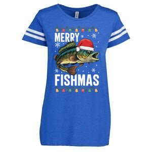 Christmas Merry Fishmas Funny Fisherman Holiday Christmas Enza Ladies Jersey Football T-Shirt