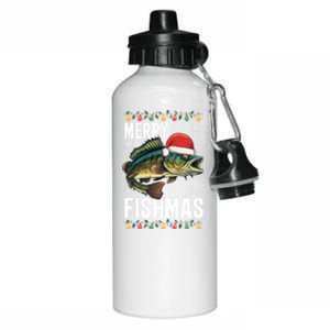 Christmas Merry Fishmas Funny Fisherman Holiday Christmas Aluminum Water Bottle