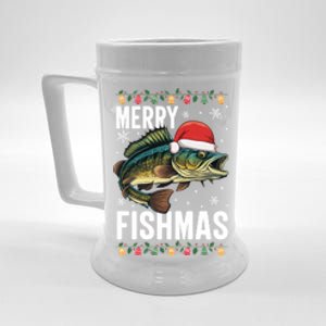 Christmas Merry Fishmas Funny Fisherman Holiday Christmas Beer Stein