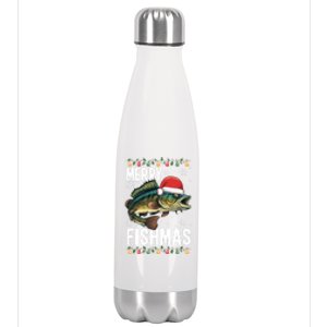 Christmas Merry Fishmas Funny Fisherman Holiday Christmas Stainless Steel Insulated Water Bottle