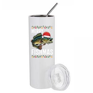 Christmas Merry Fishmas Funny Fisherman Holiday Christmas Stainless Steel Tumbler