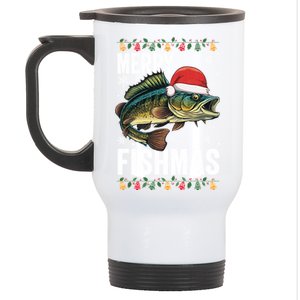 Christmas Merry Fishmas Funny Fisherman Holiday Christmas Stainless Steel Travel Mug