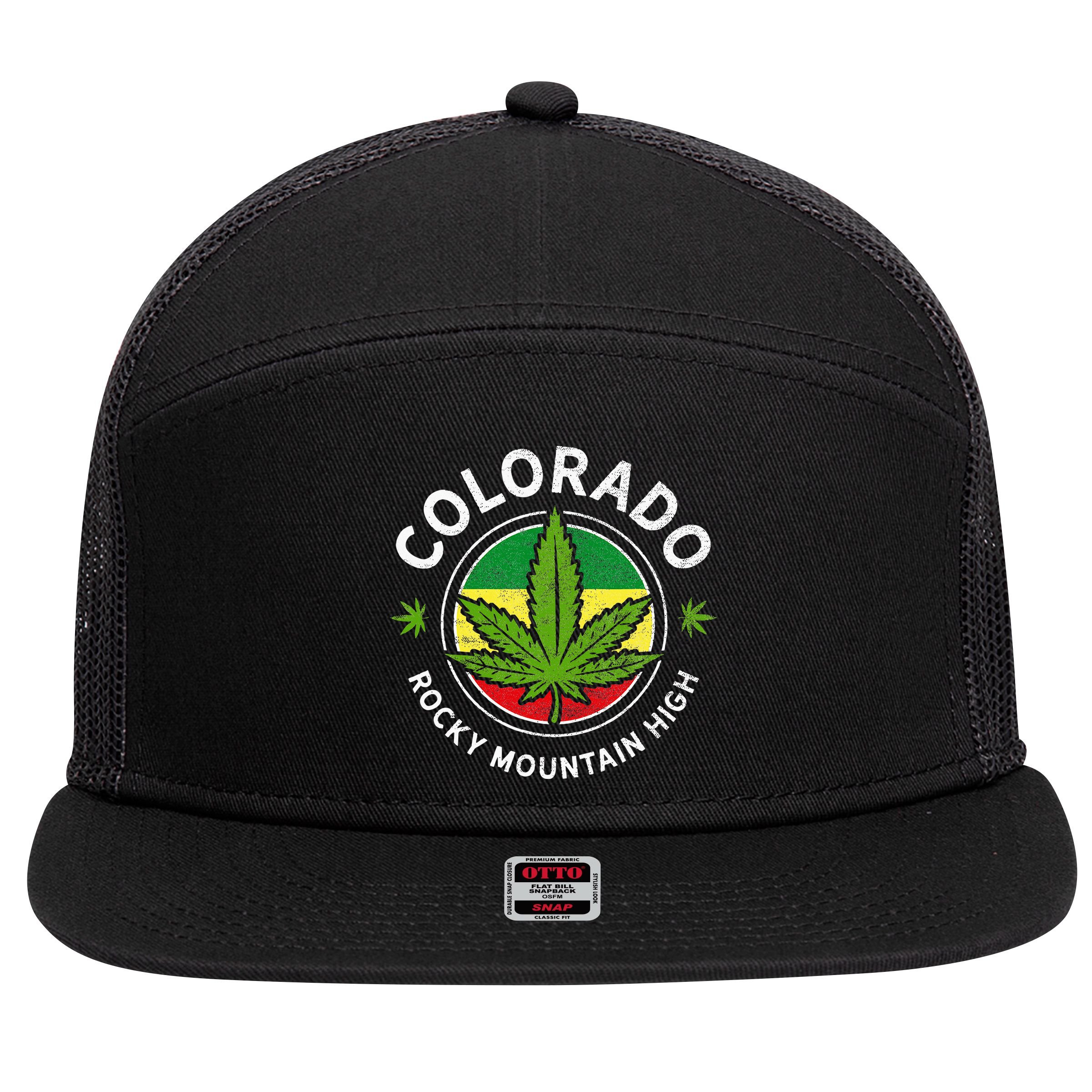 Colorado Marijuana Funny Weed Cannabis 7 Panel Mesh Trucker Snapback Hat