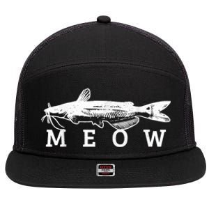 Catfish Meow Funny Catfishing Fishing Fisherman Gift 7 Panel Mesh Trucker Snapback Hat