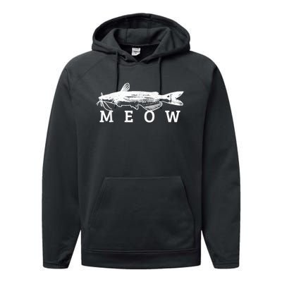 Catfish Meow Funny Catfishing Fishing Fisherman Gift Performance Fleece Hoodie