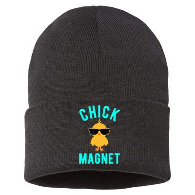 Chick Magnet Funny Easter For Boy Sustainable Knit Beanie