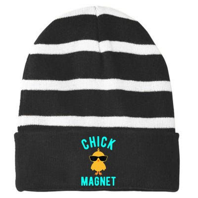 Chick Magnet Funny Easter For Boy Striped Beanie with Solid Band