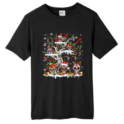 Colorful Mexican Floral Skulls On Christmas Tree Family Tall Fusion ChromaSoft Performance T-Shirt