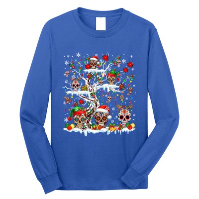 Colorful Mexican Floral Skulls On Christmas Tree Family Long Sleeve Shirt