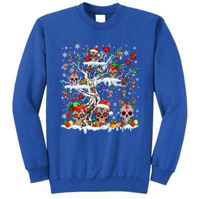 Colorful Mexican Floral Skulls On Christmas Tree Family Sweatshirt