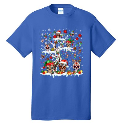 Colorful Mexican Floral Skulls On Christmas Tree Family Tall T-Shirt