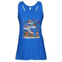 Colorful Mexican Floral Skulls On Christmas Tree Family Ladies Essential Flowy Tank