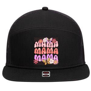 Checkered Mama Flowers Butterfly 7 Panel Mesh Trucker Snapback Hat