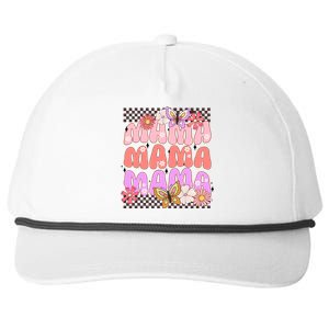 Checkered Mama Flowers Butterfly Snapback Five-Panel Rope Hat