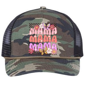 Checkered Mama Flowers Butterfly Retro Rope Trucker Hat Cap