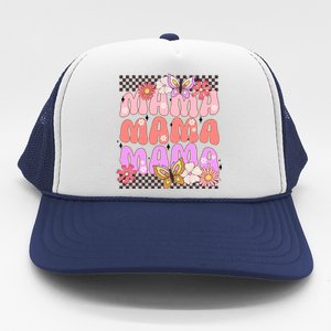 Checkered Mama Flowers Butterfly Trucker Hat