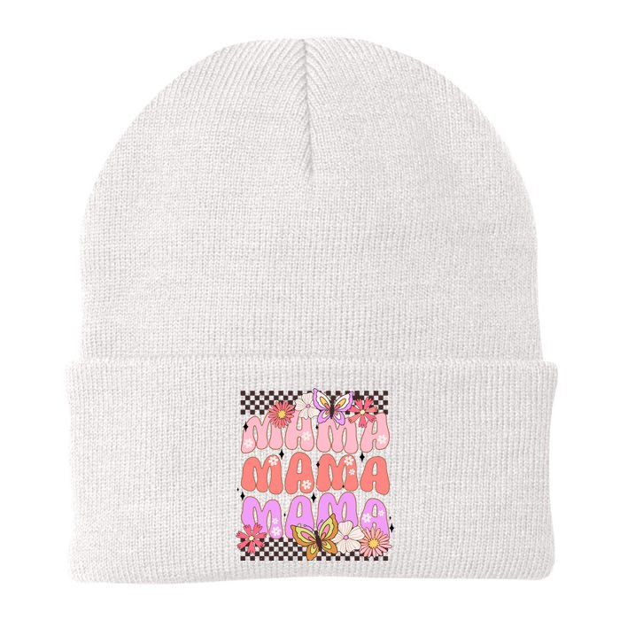 Checkered Mama Flowers Butterfly Knit Cap Winter Beanie