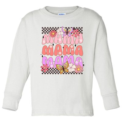 Checkered Mama Flowers Butterfly Toddler Long Sleeve Shirt