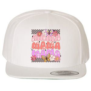 Checkered Mama Flowers Butterfly Wool Snapback Cap