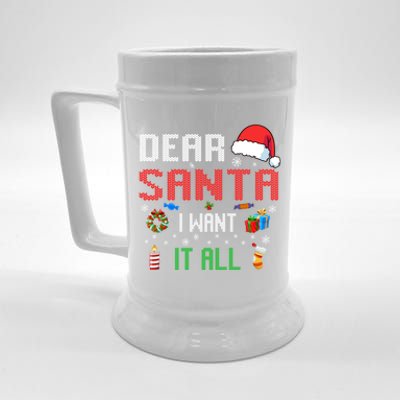 Christmas Matching Family Dear Santa I Want It All Gift Beer Stein