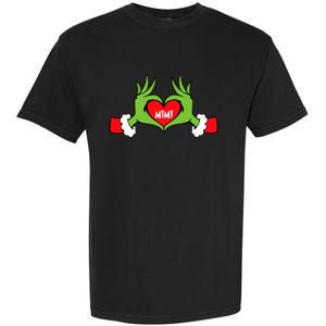 Christmas Mimi Funny Elf With Cute Heart Hands Christmas Garment-Dyed Heavyweight T-Shirt