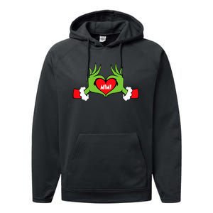 Christmas Mimi Funny Elf With Cute Heart Hands Christmas Performance Fleece Hoodie