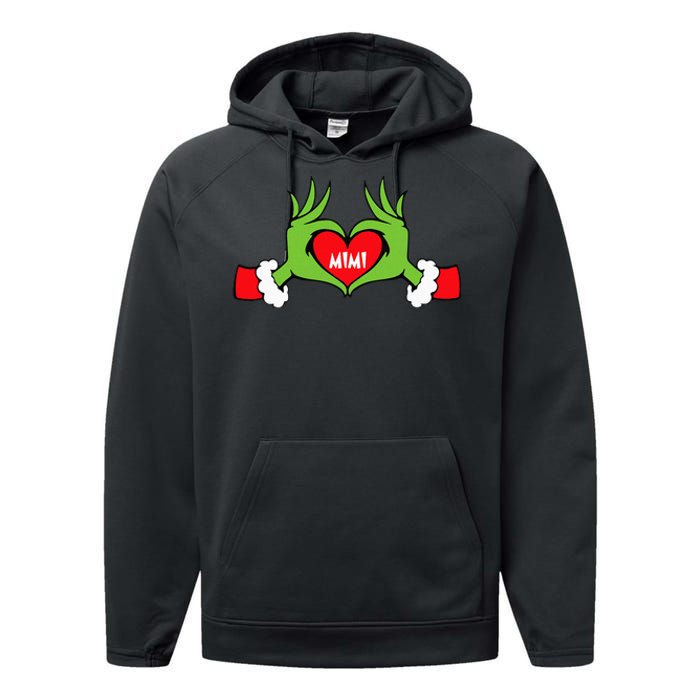 Christmas Mimi Funny Elf With Cute Heart Hands Christmas Performance Fleece Hoodie