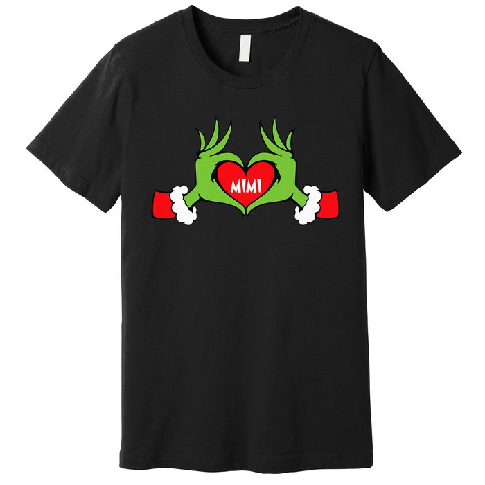 Christmas Mimi Funny Elf With Cute Heart Hands Christmas Premium T-Shirt