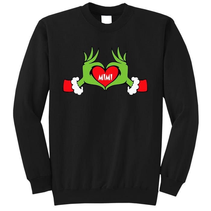 Christmas Mimi Funny Elf With Cute Heart Hands Christmas Tall Sweatshirt