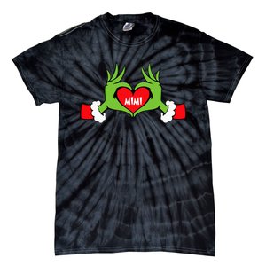 Christmas Mimi Funny Elf With Cute Heart Hands Christmas Tie-Dye T-Shirt