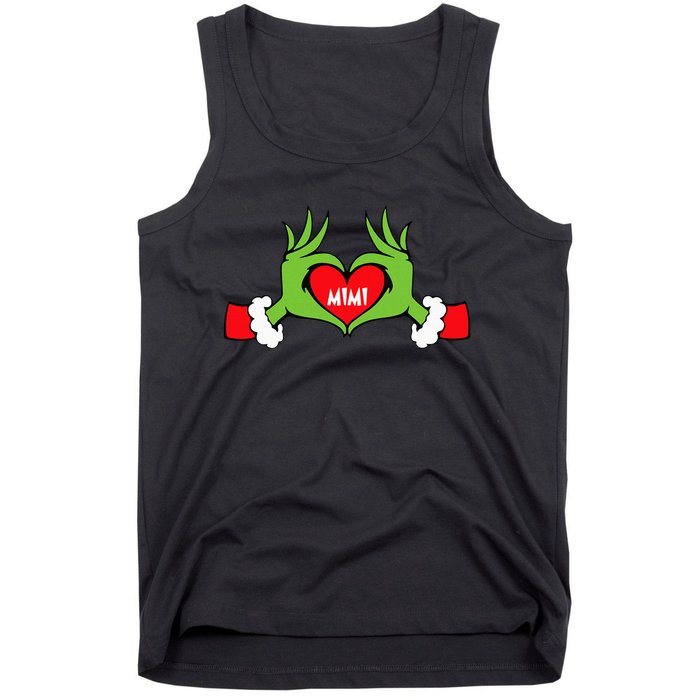 Christmas Mimi Funny Elf With Cute Heart Hands Christmas Tank Top