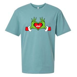 Christmas Mimi Funny Elf With Cute Heart Hands Christmas Sueded Cloud Jersey T-Shirt